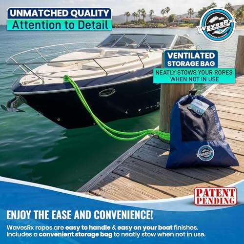 Image of Premium Nylon Boat Dock Lines & Ropes for Docking & Pontoon | Double Braided Marine Rope | Boat Ropes for Docking with Loop | UV & Saltwater Resistant Dock Rope (Neon Green, 1 /2 inch x 20')