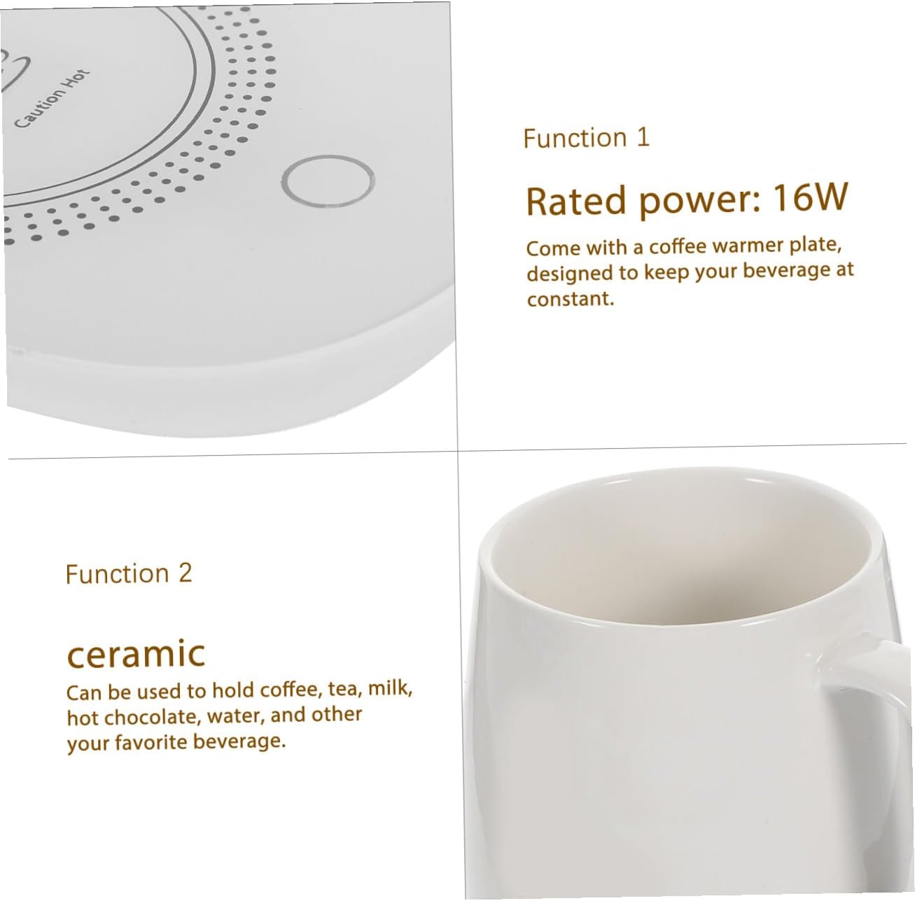 USB Ceramic Coffee Cup with Warmer Plate Milk Thermostatic Mug for Home Break-Resistant Hot Beverage Heater Constant Temperature Heating Cup Warmer for Tea Coffee Hot Chocolate