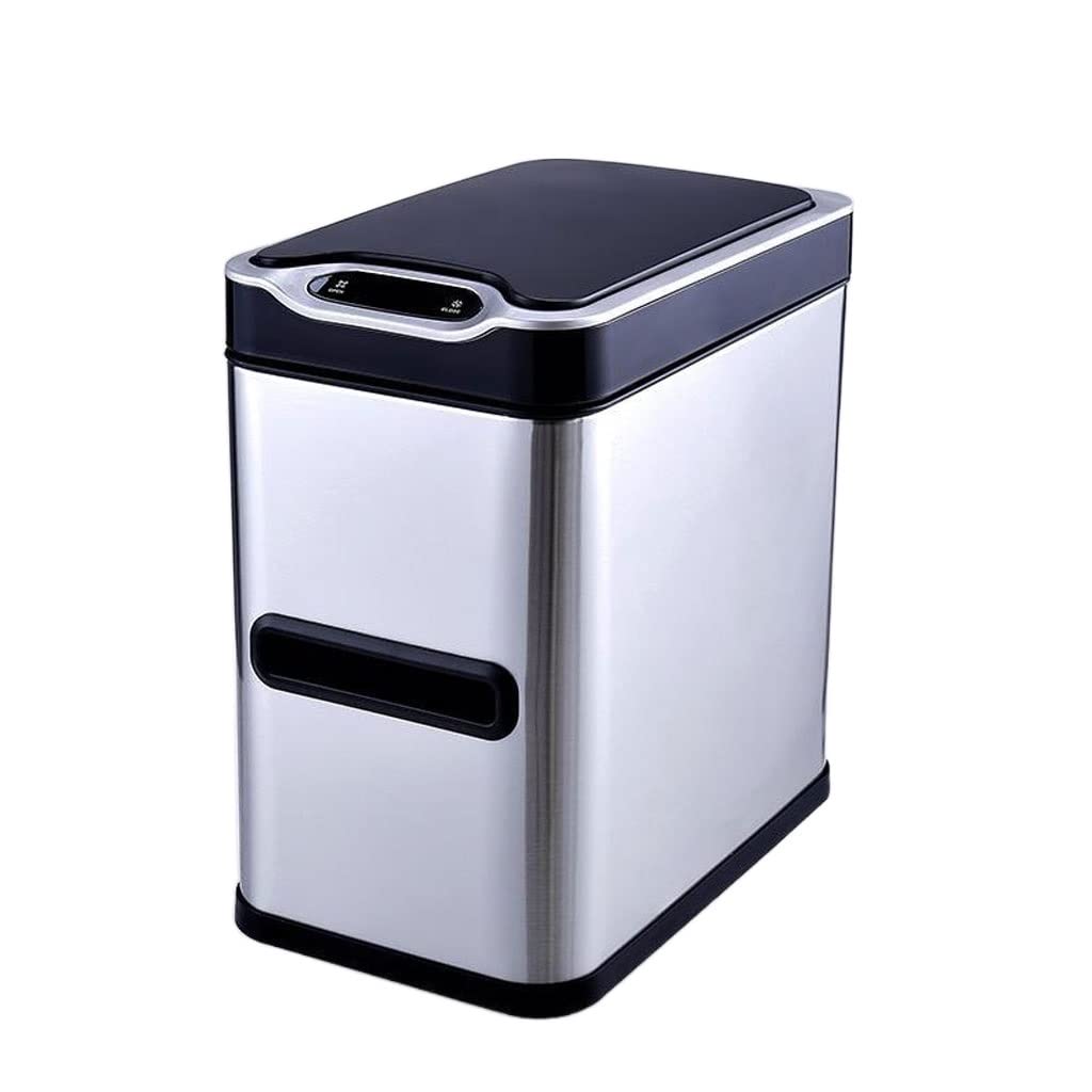 Papelera de Interior Papelera de baño Papelera de Acero Inoxidable de inducción Inteligente Papelera de baño Inodoro multifunción Escobilla de baño autónoma Papelera de Toalla (Plata M)