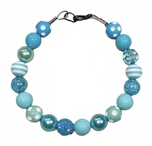 "Aquamarine Queen" Teal, White Decorative Beaded CollarNecklace for Pets Size Small Medium Large - Handmade Dog Pet CollarNecklace by Columbine disponible en Yaxa Venezuela
