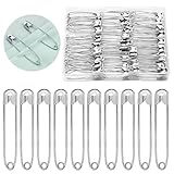MASPHY 100 Stück Sicherheitsnadeln, 55 mm große Sicherheitsnadeln für Kleidung für Kunsthandwerk, Schmuckherstellung und Nähen