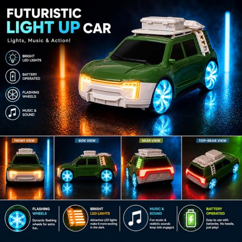Image of 2.4GHz RC Adventure SUV Car for Kids | RC Stunt Car with Mist Spray, LED Lights, Music & Sound | 360 Drift, Flashing Wheels | Battery Operated Toy Car Gift for Boys & Girls (Assorted Colour)