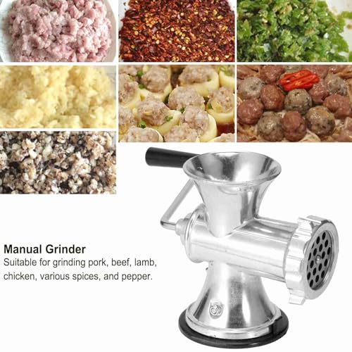 Manueller Fleischwolf aus Aluminiumlegierung, Handbetrieb mit Saugfuß, für Fleisch, Gewürze, Paprika, inkl. Wurstfüllung und Mahlwerk