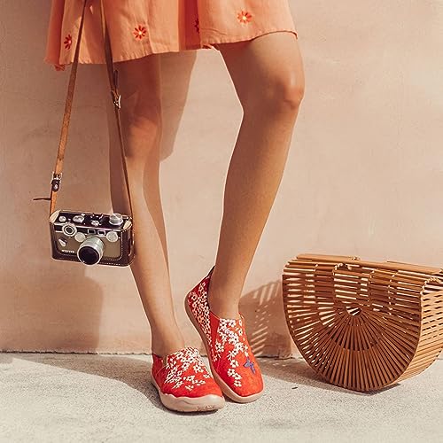 Image of UIN Women's Artistic Slip-On Shoes Vibrant Floral Casual Loafers Lightweight Comfortable Travel Footwear