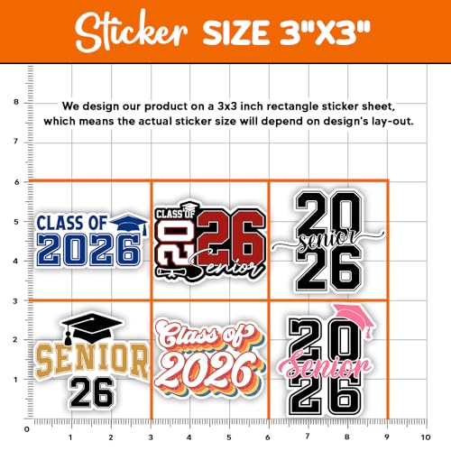 Image of MAIANEY (10Pcs - 3inch) Senior 2026 Stickers Class of 2026 Stickers for College High School Graduation Gifts Student Senior Decals Decorations for Water Bottle Tumbler Laptop Phone (Multi)