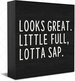 fzu Funny Well Wooden Box Sign Looks Great Little Full Lotta Sap Wood Box Sign Art Home Bathroom Shelf Desk Decoration 5 X 5 Inches Present