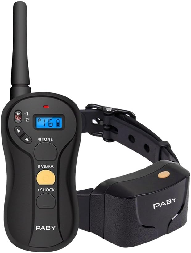 Dog Training Collar, PABY TD1 Pet Trainer Shock Collar 650 yds Remote Waterproof and Rechargeable Electric E-collar with Beep/Vibration/Shock for Small Medium Large Dog (6.6-120lbs), 1960 Foot Range