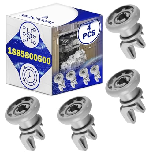 4 Stück Spülmaschine Rollen Oberkorb mit dem Originalcode 1885800500 für Beko für Arcelik - Garantie 10 Jahre - MONTERAL