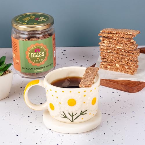 Image of Bliss by Anju Chocolate Almond Biscotti 200g | Contains 38g Protein Per Pack | Activated Almonds & Premium Cocoa | Baked, Gluten-Free | Rich in Fibre & Healthy Fats | Wholesome Crunchy Snack