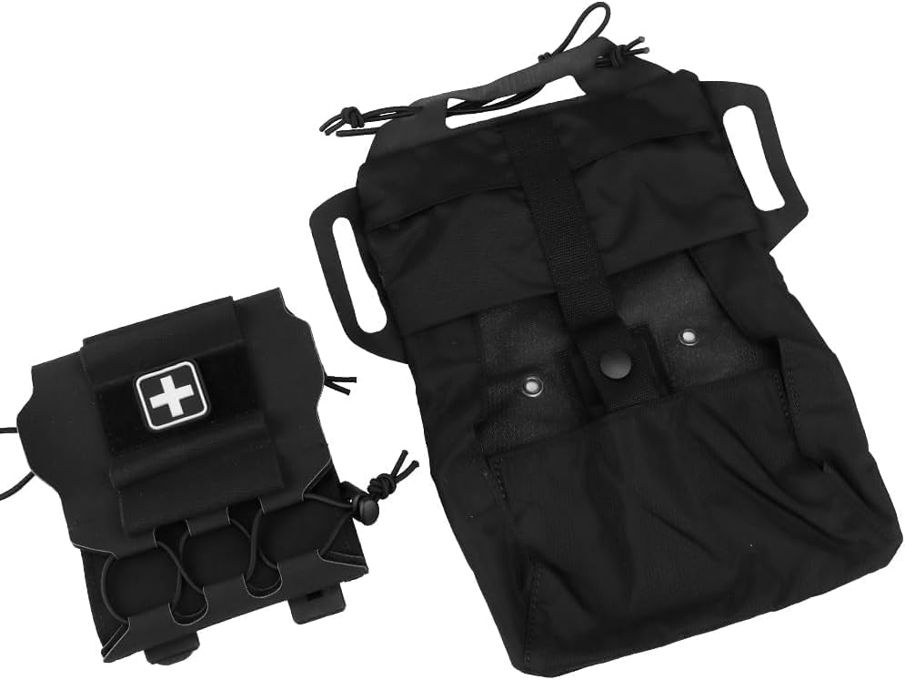 Tactical IFAK Pouch, MOLLE Rapid Tear-Away First-aid Belt Pouch Survival Two-Piece System Med Roll Carrier Hypalon Handle Bag - Image 2