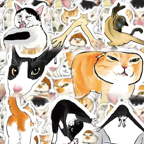 63 Funny Cat Stickers, Cute Waterproof Pet Sticker Pack for Kids ...