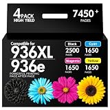 936XL 936 Ink Cartridges Combo Pack Replacement for HP Ink 936XL Black and Color Combo Pack Works for HP936XL/936 Officejet 9110 9120 9122 9125 9128 9130 Pro 9135 9730 Printer 4-Pack