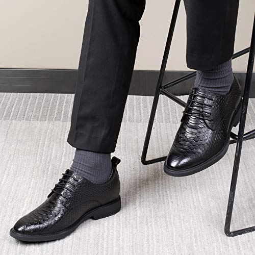 Image of CHAMARIPA Men's Height Increase Shoes - Built-in Custom Lift Insole -Black Leather Invisible Height Increasing Dress Shoes 2.76 Inches Taller H01X70B821D