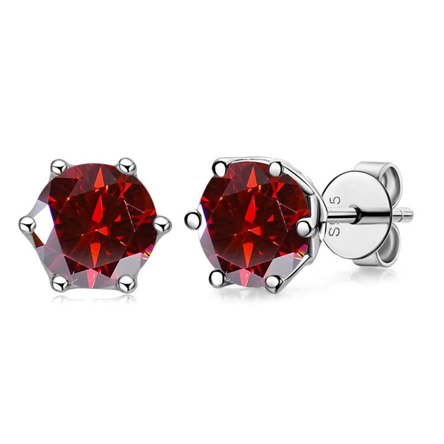 WZGWDC 1 Karat D-Farbe-Moissanit-Ohrringe für Damen und Herren, S925-Sterlingsilber, rosa/blau/grüner Diamant-Ohrstecker für Damen, Hochzeit, Geburtstag, Geschenk mit Zertifikat