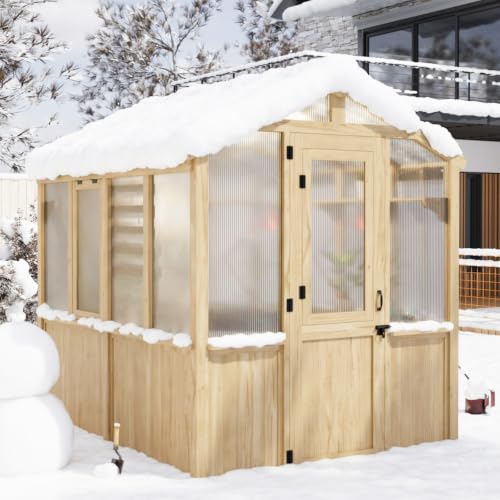 Image of EAGLE PEAK Natural Cedar Wood Walk-In Greenhouse with Mesh Cover