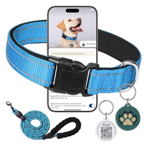 Collar reflectante para perro con correa y placa ID