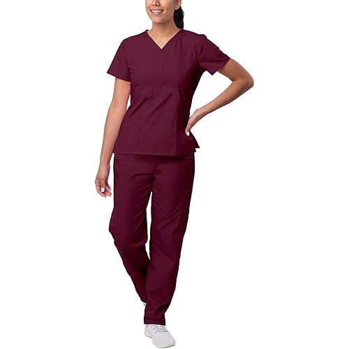Sivvan Scrubs for Women - Mock Wrap & Cargo Pants Scrub Set