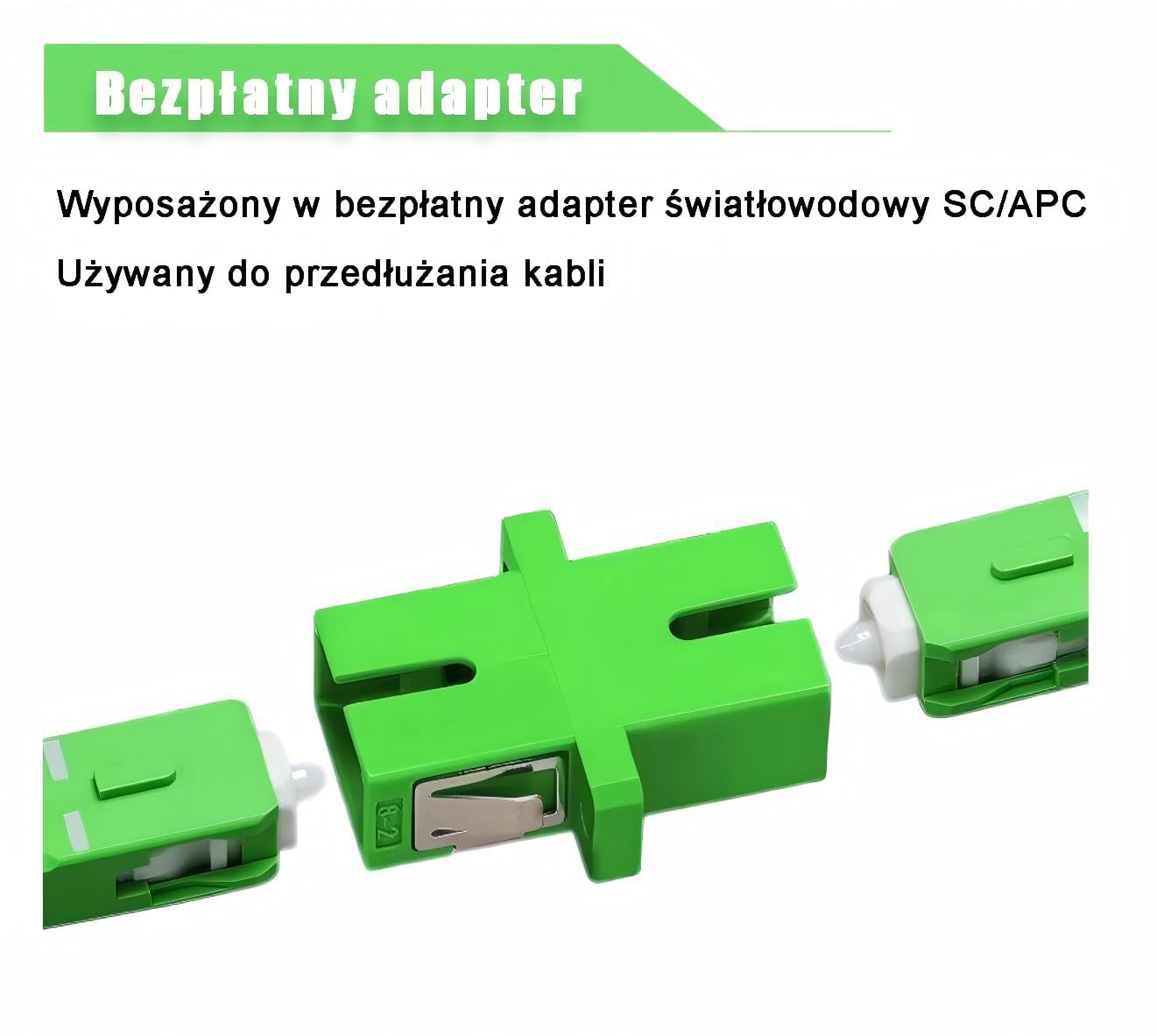 Kabel światłowodowy SC/APC-SC/APC do Orange, PLAY, Vectra, Netia, T-Mobile, Plus, Jednomodowy kabel światłowodowy Simplex, Przedłużacz światłowodowy (20M)