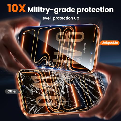 Image of UniqueMe 2 Pack Blue Light Blocking Screen Protector for iPhone 17 Pro Max | 6.9 inch, Anti-blue Light, Eye Protection, Bubble-Free, Tempered Glass, 9H+ Hardness, 3D Full-coverage, Easy Installation