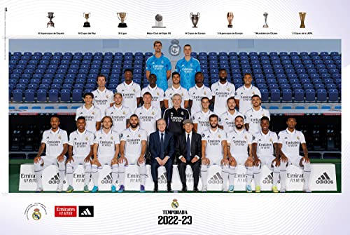 Grupo Erik Poster Real Madrid equipo 2022/2023 - Laminas decorativas 61x91,5cm a todo color | Posters para pared ideal decoración habitación Real Madrid, Poster futbol