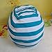 Chenyu Grand Sac de Rangement Sac à Jouets pour Enfants de Jouets en Peluche en Peluche Bean Bag Étui Souple à Rayures Chaise de Tissu, Bleu lac, Taille L