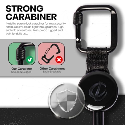 Image of ClutchLoop Anti-Theft Phone Tether - Universal Adhesive Anchor, Retractable Steel Line and Locking Carabiner