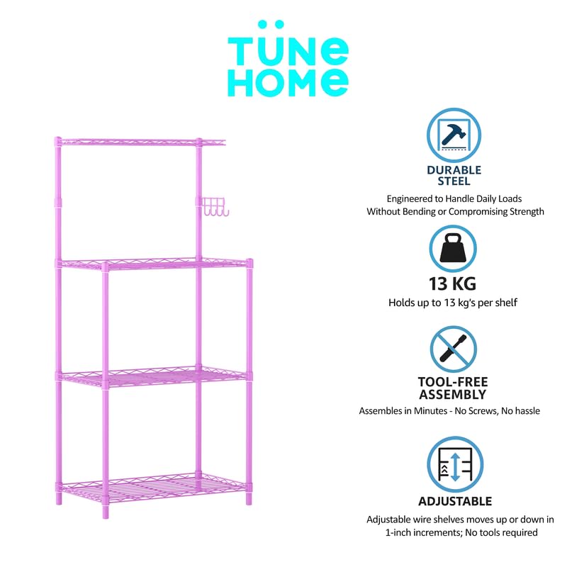 Image of 3-Shelves Microwave Heavy Duty Steel Storage Rack | Multipurpose Shelving Unit for Kitchen, Home & Utility