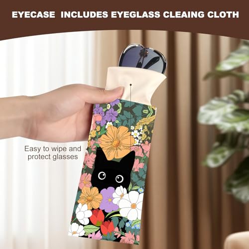 Image of Anikathy 2Pcs Sunglass Eyeglass Glasses Case Soft PU Leather with Cleaning Cloth Cute Glasses Pouch Bag for Men Women Girs