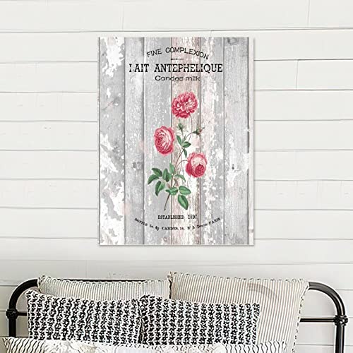 Panneau en bois vintage bouquet de fleurs romantiques style ferme 45x61 cm