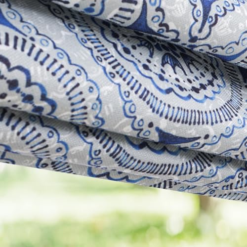 Grneric Roman Shades Window Shades,Blue Pattern Blackout Light Filtering Custom Window Roman Blinds,10percent Linen Fabric Roman Shades for Windows,French Doors,Doors,Kitchen Windows