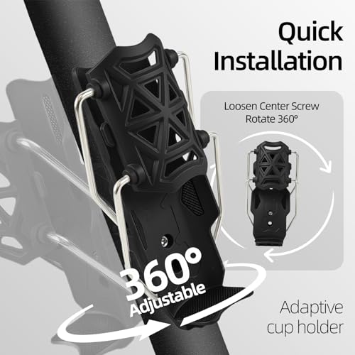 Image of Bike Cup Holder, Motorcycle Water Bottle Holder 360 Rotation Adjust Bicycle Handlebar Water Bottle Cages, Drink Holder for Bicycle, Motorcycle, ATV