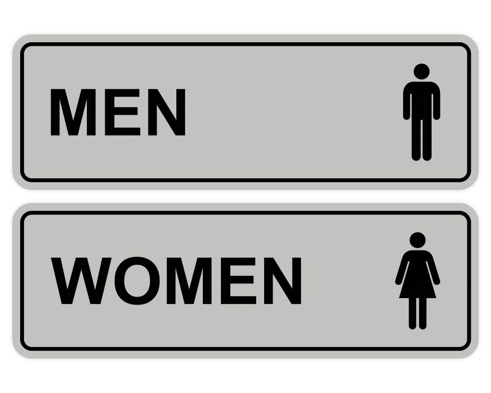 Standard Men Women Restroom Sign - Lt Gray - Large 1 Set (2 pcs)