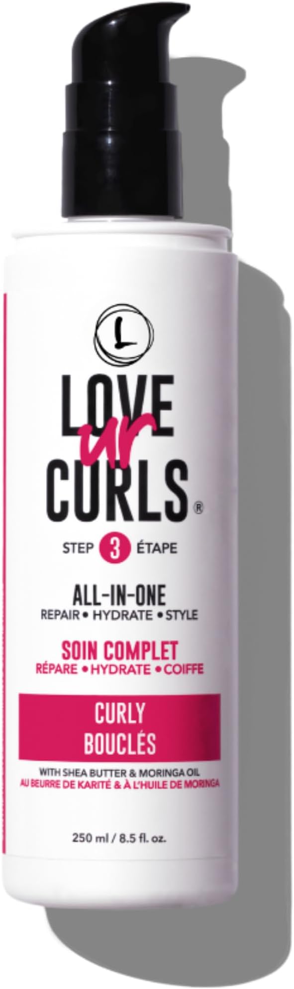 Love Ur Curls All in One Curl Cream Styler, Anti Frizz Curling Cream for Curly Hair, Repair, Define, Hydrate & Style with Shea Butter, 250mL