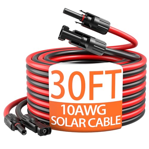 energeaster 10AWG Solar Extension Cable with Pair of Connectors Solar Panel Adaptor Kit Tool, Solar...