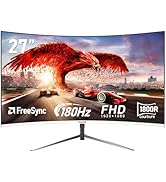 Gawfolk Écran PC 27 Pouces incurvé 180Hz Gaming Computer Moniteur, FHD 1080p, 1800R, 178 ° Grand ...
