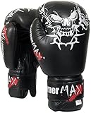 TurnerMAX - Guantoni da Boxe, in Vera Pelle di Vacchetta, Professionali, Colore Nero, 8 Oz (236 Ml)