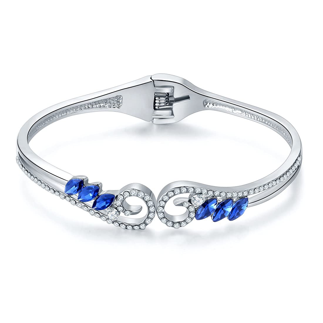Jewels Galaxy Luxuria AAA Swiss Cubic Zirconia Delicate Design Platinum Plated Adjustable Bracelet for Women/Girls (SMNJG-BNGG-3108)