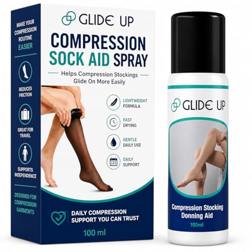 Glide Up Compression Sock Aid Spray – Lightweight Support for Easier Compression Stocking Application, Helps Reduce Friction During Donning, 3.38 fl oz (100 mL)