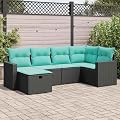 YLIEHS Enhance Outdoor Comfort with 6-Piece Patio Set, Cushions Included, Water-Resistant Storage, Black Rattan