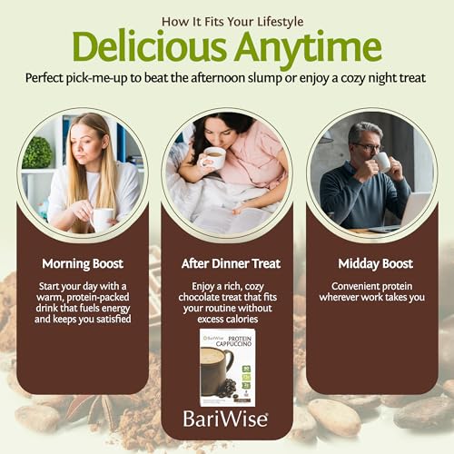 Image of BariWise Protein Hot Cappuccino Mix, Protein Coffee, 7ct (Original Flavor) | 15g Protein, 90 Calories, Low Sugar, 5g Net Carbs, Keto Friendly, Gluten Free, Instant Cappuccino Mix, Bariatric Must-Haves