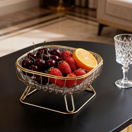 Bol de table pour collations et fruits transparent centre de table design fer