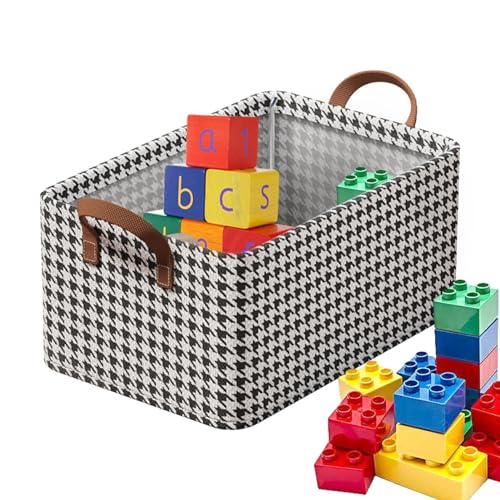 Caja de almacenamiento de tela – Caja de almacenamiento rectangular de tela, contenedores de almacenamiento plegables y lavables | Caja de almacenamiento decorativa robusta para armario con asas P