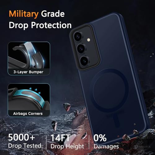 Image of SIZUKA Samsung A55 Magsafe Hard Back Case | Matte Design & 360 Protection | Military-Grade Samsung A55 Cover | Strong Magnet Back - Blue