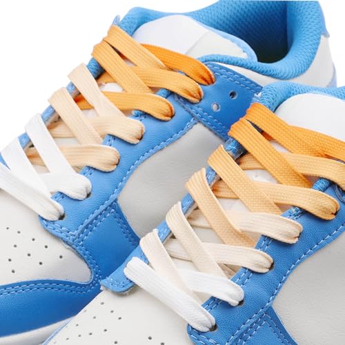 Image of Flat Colorful Shoelaces Gradient Rainbow Shoe Lace Shoestring 2 Pair