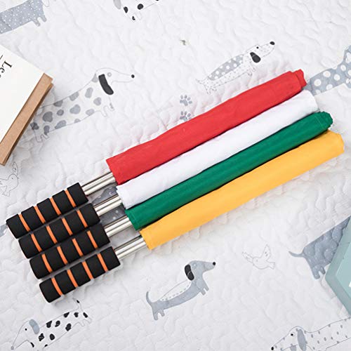 Inoomp Referee Flags 4 Pcs Referee Flag Stainless Steel Hand Flag Flag Track And Field Sports Training Flag Linesman Official Flag For Soccer Volleyball Football Track White Referee Yellow Flag #TOP6