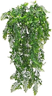 XHXSTORE 2 Pack Artificial Hanging Vines Plants Boston Fern Leaves Plastic Gypsophila Flowers Fake Ivy Vine Trailing Weeping Greenery Drooping Plant Garland for Wall Indoor Outdoor Basket Decoration
