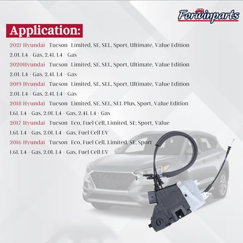 Image of Forwinparts 81420-D3000 Rear Door Lock Actuator Latch for 2016-2021 Hyundai Tucson 81420D3000 Rear Right Passenger Side