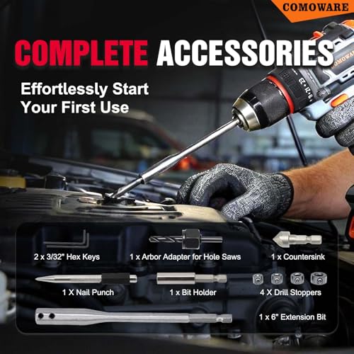 Image of COMOWARE 246 Pcs Drill Bit Set with Case for Wood, Metal, Masonry, Cement and Screwdriver Bits