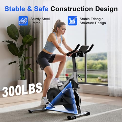 Image of Superun Exercise Bike, Stationary Bikes for Home Gym with 32-Level Magnetic Resistance, 300LBS Capacity Indoor Cycling Bike with Comfortable Seat, LED Display