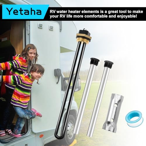 Image of Yetaha RV Water Heater Elements Include 2 Anode Rod 1 Electric Water Heater Element 1 Dual Hex Wrench and 1 Tape Replacement Kit, Heating Element Compatible with Suburban RV Water Heater